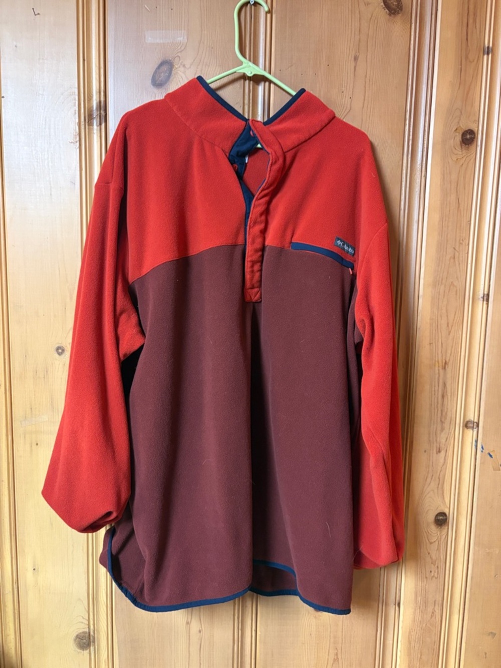 Columbia 3XLT Colorblock Red and Maroon Fleece Pullover with Navy Trim